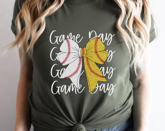 Camiseta con lazo para el día del juego de béisbol y sóftbol, camiseta vintage para mamás de béisbol, regalo para mamás deportistas, camiseta de la era de las mamás.