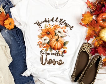 Vovo Fall Shirt, Gift for Grandma, Thanksgiving Top, Pumpkin TShirt, Family, Fun T-Shirt, Pumpkin Tee Shirt, Thankful and Blessed, Autumn