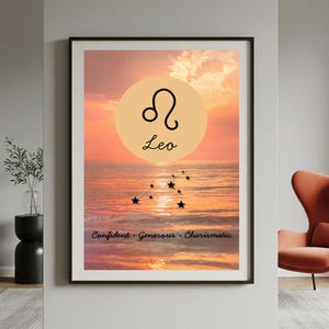 Leo Poster | Zodiac Leo Print | Astrology Wall Decor | Digital Download Print | Large Printable Art | Leo Downloadable Prints | Leo Gift