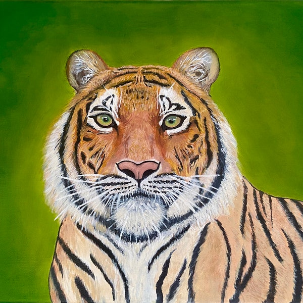 Impression de peinture à l'huile de tigre | Beaux-arts originaux | Peinture animalière | Décoration d'intérieur unique | Art contemporain | Poster mural animal | Année du tigre