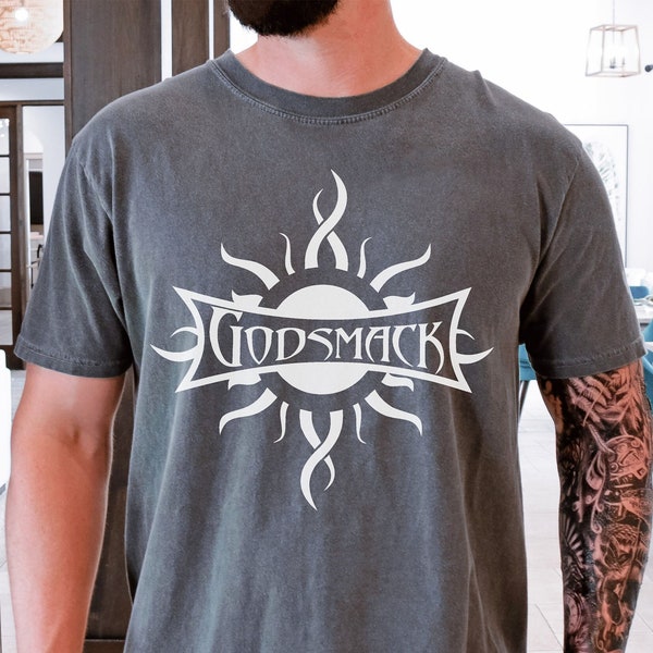 Godsmack Tribal Sun T-Shirt on Vintage Black Comfort Colors 1717 Tee