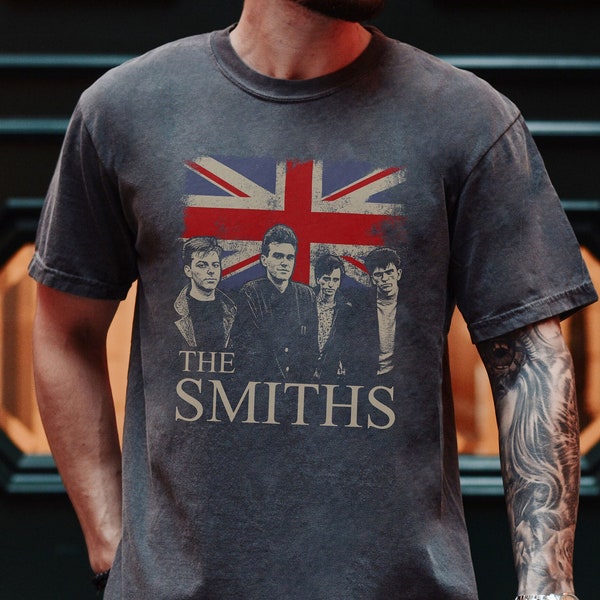 The Smiths British Flag T-Shirt on Vintage Black Comfort Colors 1717 Tee