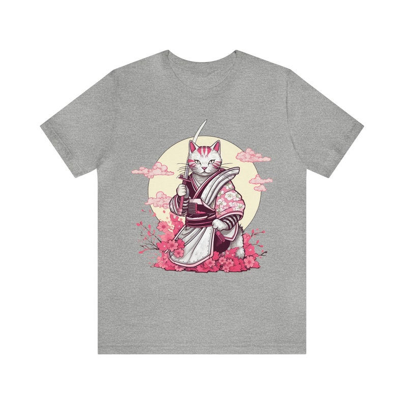 Samurai-Katzen-Shirt, Samurai-Shirt, Katzen-Shirt, süßes Katzen-T-Shirt, Samurai-Katze, Samurai-Katzen-T-Shirt, japanische Katzen-Shirt, Katzenliebhaber, Katzenliebhaber Geschenk Bild 3