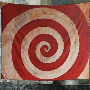 Sideshow Carnival Spiral Tapestry, Halloween Haunted House Creepy Circus Background, Bigtop Horror Spiral Tent Pattern, Spooky Abstract