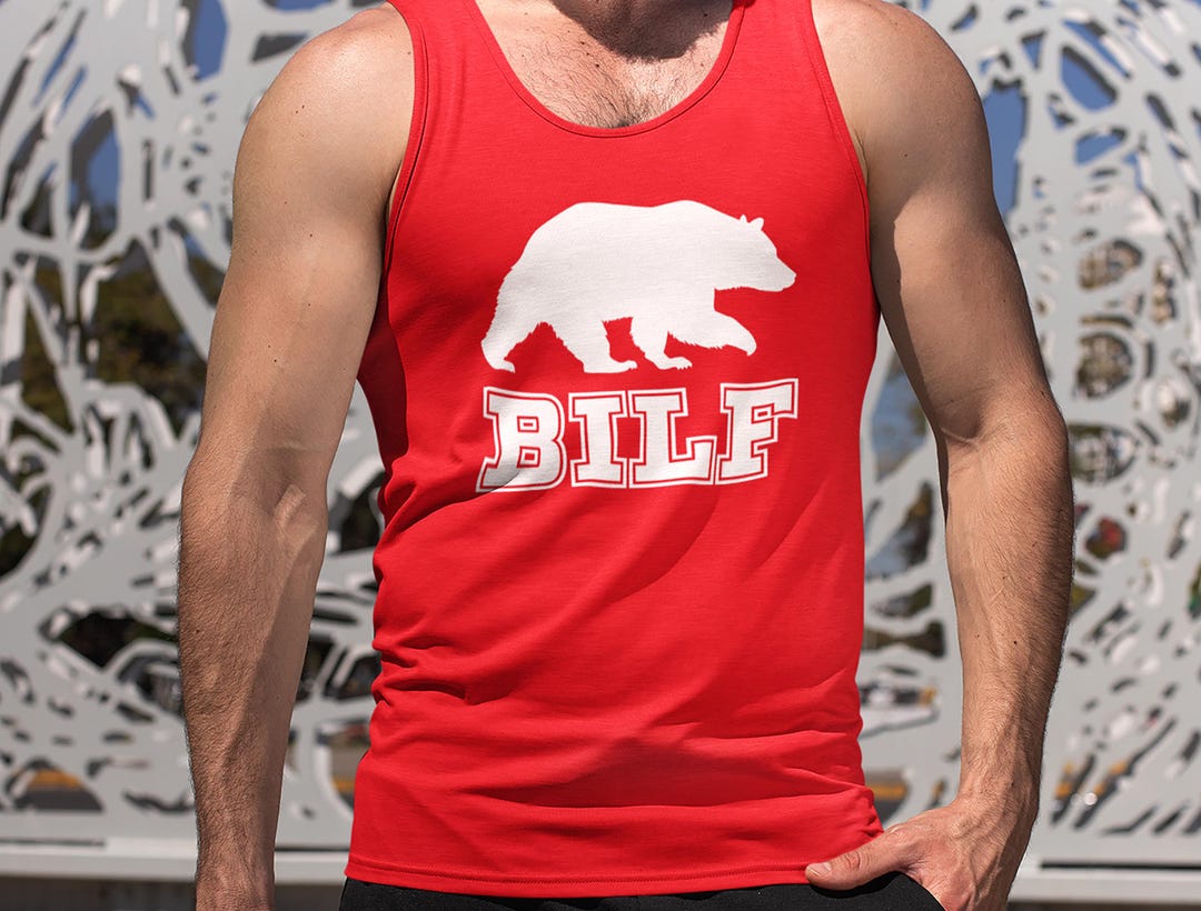 BILF Bear Tank, LGBTQ Tee, Gay Pride Bear Summer Top, BILF Bear Apparel ...