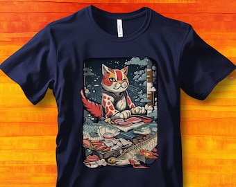 Katzen-Sushi-Shirt, Katzen-Shirt, Sushi-Shirt, süßes Katzen-Shirt, Japanisches Essen-T-Shirt, Sushi-T-Shirt, Anime-Shirt, Japanisches Essen-Shirt, Katzen-Liebhaber-Geschenk