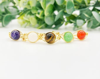 Choose Your Crystal Ring, Amethyst ring, tiger eye ring, aventurine crystal, quartz Crystal ring, carnelian crystal ring, gemstone rings,