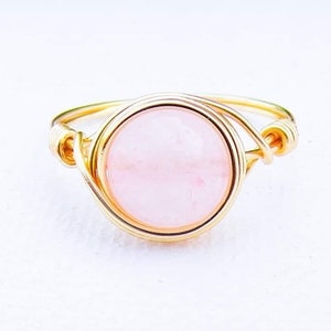 Rose Quartz Crystal ring with Silver/ gold Wire Wrap, Rose Quartz Ring, Rose Quartz Jewelry, Wire Wrapped ring crystal, Gemstone rings