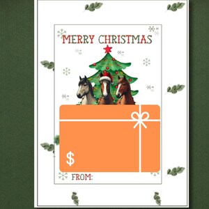 Porta-cartão-presente de Natal com tema de cavalo para impressão, porta-cartão-presente com tema de cavalo para o feriado, porta-cartão-presente de café para o feriado, presente de feriado