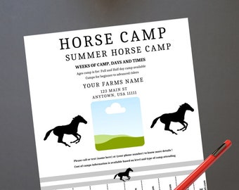 Horse Camp Flyer Template, Pony Camp Flyer,Editable Horse Camp Ad, Equestrian Summer Program, Horse camp advertisement,Riding Camp Flyer