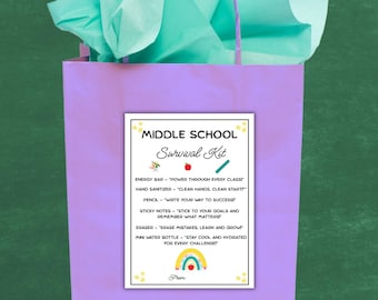 Middle School Survival Kit Tag,Printable Gift Bag Tags,Middle School Graduation Survival Kit, 8th Grade Celebration, Student Essentials