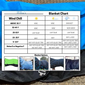Equestrian Blanket Chart, stall front chart,Horse winter blanket inventory, horse blanket wardrobe: organize your horses blankets and sheets