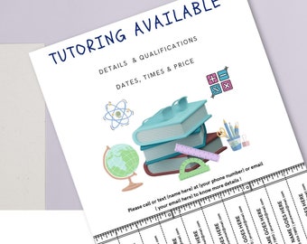 Editable Tutoring Flyer Template with Tear Away Tabs,Summer Tutor Flyer,Professional-looking Tutor Flyer for Your Tutoring Services