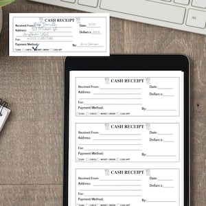 Cash Receipt template form,small business record;Minimalist receipt for Payment template,customer sales receipt template form,US Letter/A4