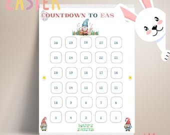 Easter countdown calendar, Easter advent calendar countdown,30 day holiday countdown kids activity, Easter Advent countdown calendar