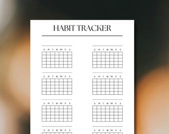 Habit Tracker, DRUCKBARE Journalseite, monatlicher Tracker, monatlicher Ziel-Tracker, Fitness-Tracker, Gesundheits-Tracker - Druckbare Planerseite, Habit Log