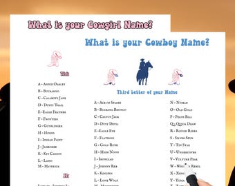 Cowboy/Cowgirl Name Game Bundle: Western Party, Printable Name Tags, ranch themed party game, farm themed party, western birthday shower