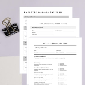 Employee Performance Review Forms: Small Business HR Templates (3 PDF Downloads) - Canva