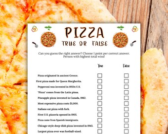 Pizza Trivia Game,Pizza party True or False Party Fun,Printable Pizza Game for Kids & Adults,Pizza Birthday activity,Dinner Party Idea