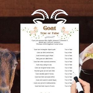 Goat True or False Trivia Game: Farm Animal Facts (PDF Download), goat themed party games, goat quiz, goat themed trivia