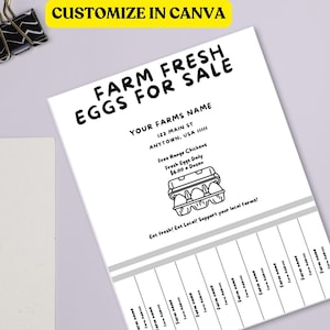 Eggs for sale, Egg sale flyer, Farm fresh eggs flyer,Eggs for Sale poster, Egg sale ad,Chicken eggs for sale,Egg tear away flyer