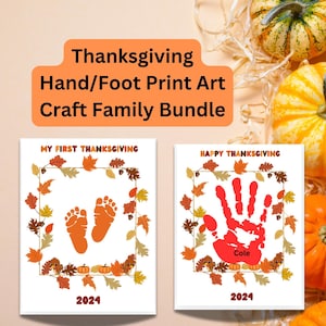 Thanksgiving Handprint Art Craft,Baby&#39;s First Thanksgiving Keepsake,Family Thanksgiving Handprint Art Craft |Printable Kids & Family craft
