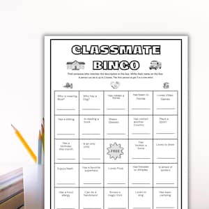Classmate Bingo: Back to School Icebreaker Game (Printable PDF Download)
