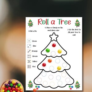 Christmas Roll a Tree Candy Dice Game,Roll a Tree Candy Dice Game, Fun Holiday Game For Kids and Adults,Christmas Party Game, Classroom Game