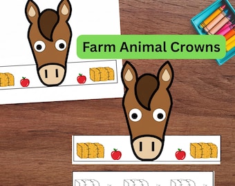 Farm Animal Paper Crown: Kids Coloring Craft Activity (PDF Download),barnyard crown craft, paper crown coloring activity