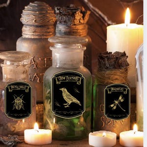 Halloween Apothecary Labels,Spooky Potion labels, Potion Bottle Stickers, Witchcraft & Poison Tags,Vintage Apothecary Stickers for Halloween