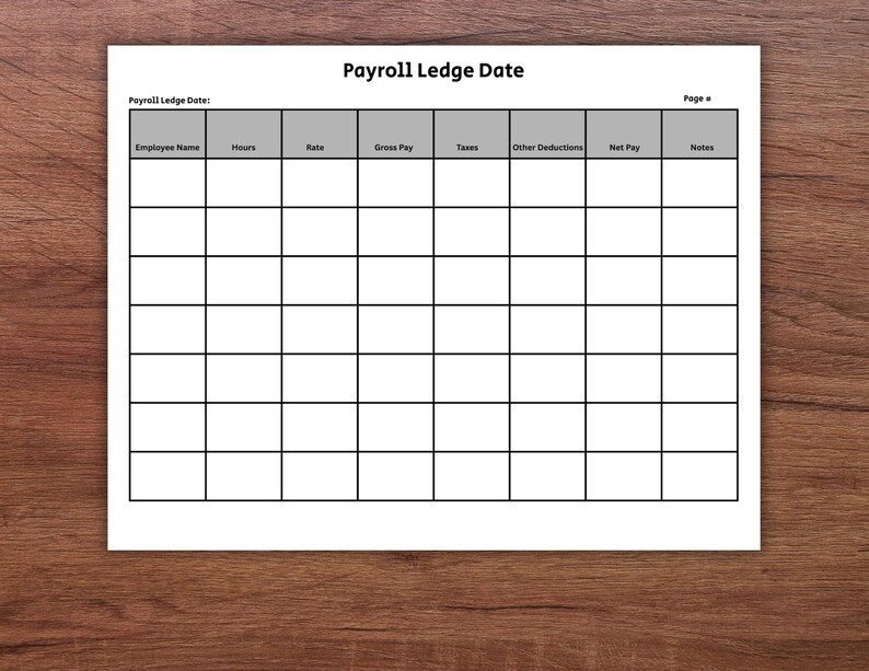 Payroll Ledger Template, Printable Payroll Records, Employee Timesheet ...