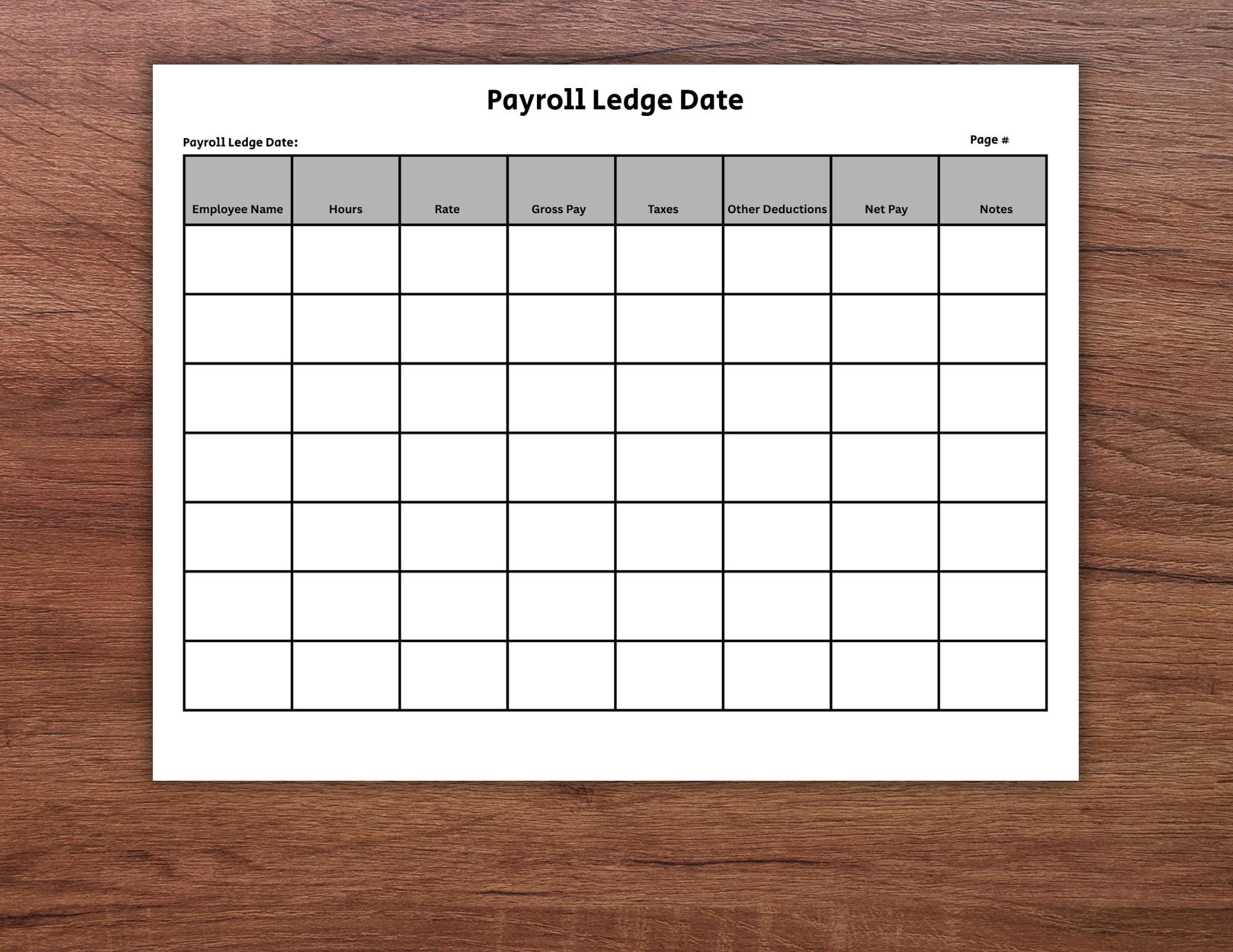 Payroll Ledger Template, Printable Payroll Records, Employee Timesheet ...