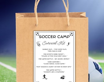 Soccer Camp Survival Kit Tag Printable,Goody Bag Favor,Favor Tags, Player Essentials, Team Goody Bags, Youth Soccer Camp Fun,Team Camp