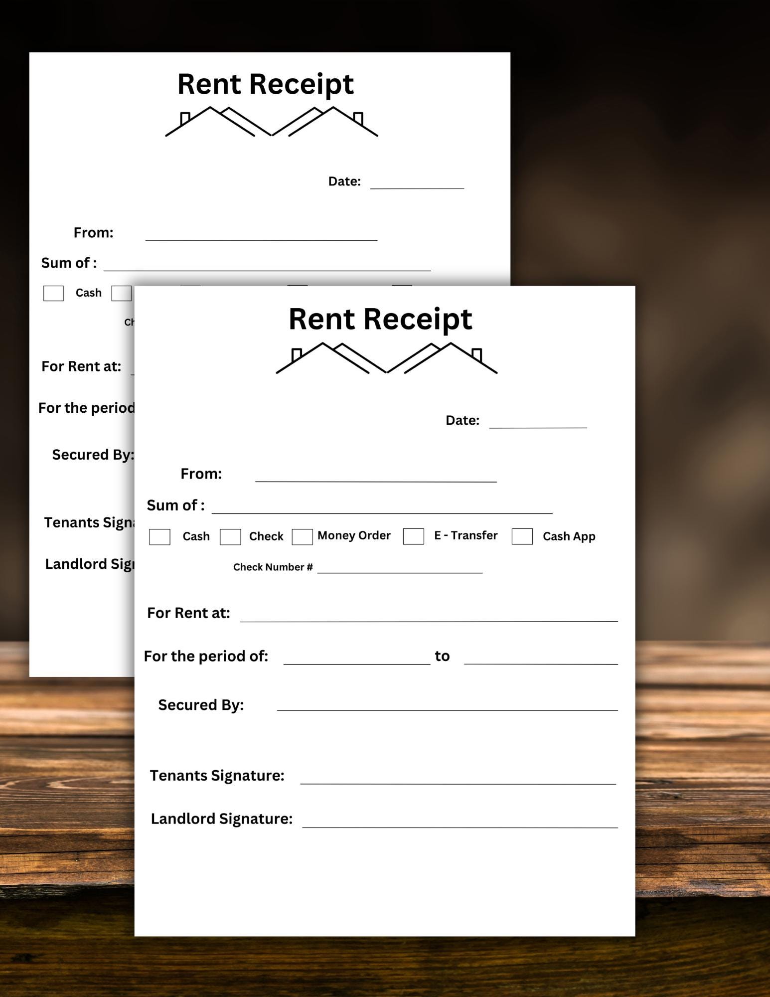 Printable Rental Receipt Template: Landlord & Tenant Records, Rental  Receipt form, Rental payment,Proof of Rent Payment,Official Rent Record