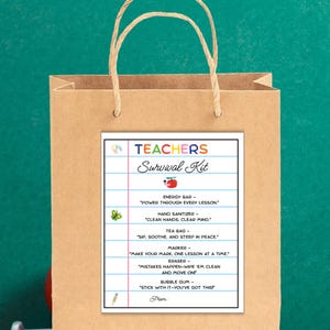 Teacher Survival Kit Tag Printable: Back to School Gift Tags (PDF Download)