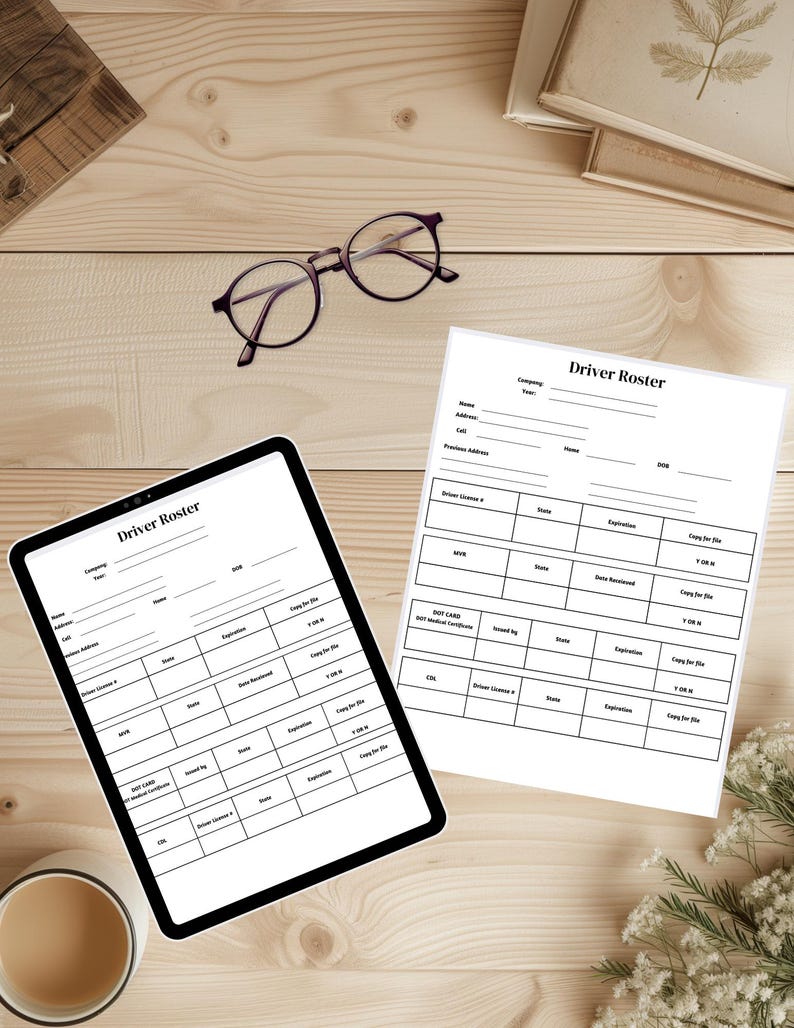Drivers Roster List, Printable Drivers Information Records ,company ...