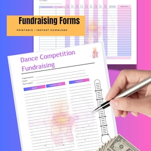 Ballet Fundraiser Sheet, Dance Competition Template (PDF),Dance Studio Fundraiser Template,Ballet Theme Donation Form Printable