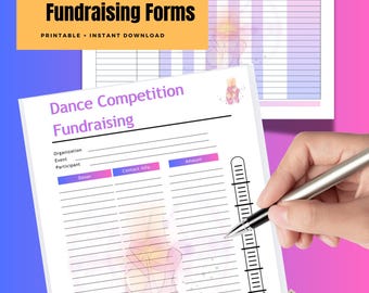Ballet Fundraiser Sheet, Dance Competition Template (PDF),Dance Studio Fundraiser Template,Ballet Theme Donation Form Printable