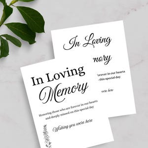 In Loving Memory Sign: Minimalist Memorial Printable (PDF)