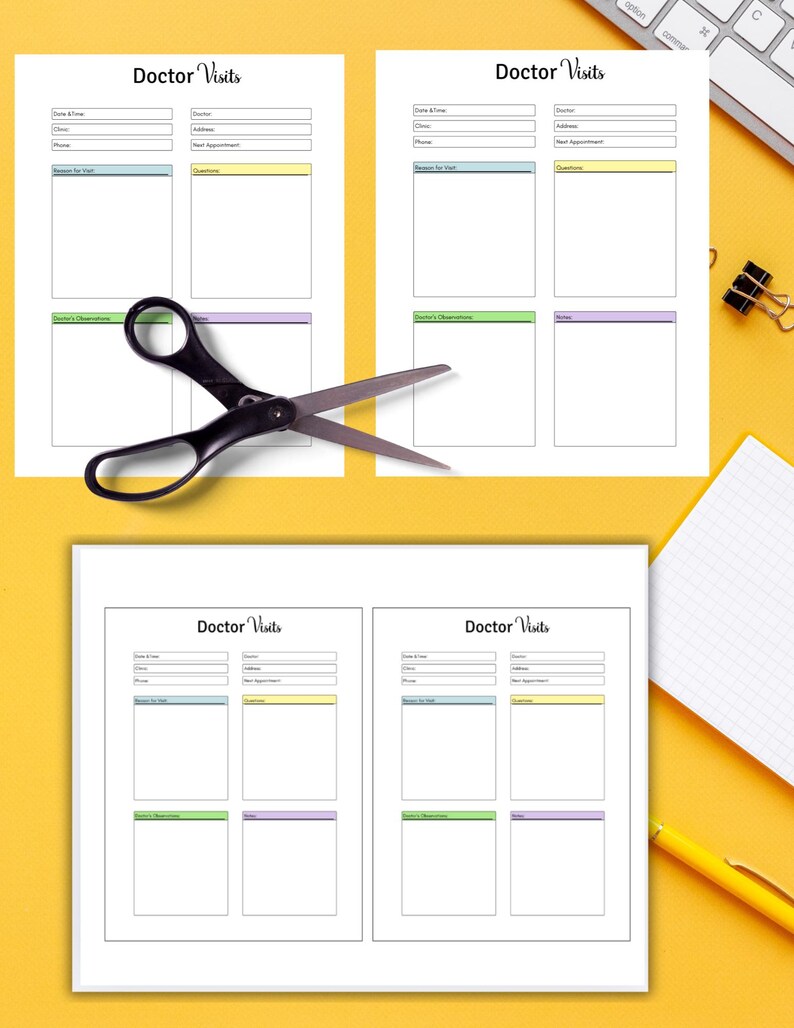 Doctor Visit Notes Template: Printable Medical Appointment Form (PDF ...