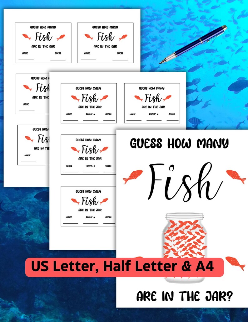 Guessing Raffle Guess How Many Fish Game: Printable Raffle Sign & Bid Slips (PDF ...