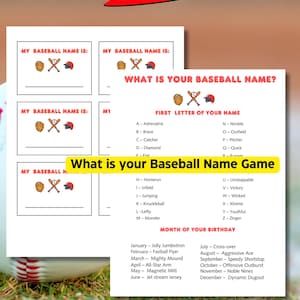 Baseball Name Game: Printable Party Activity (Digital Download)