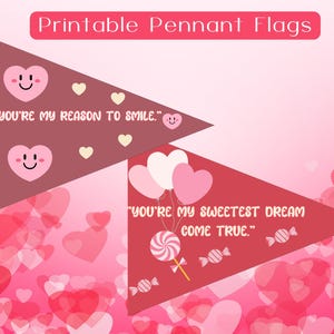 Valentine&#39;s Day Pennant Flags: 10 Printable Party Decorations (PDF Download)