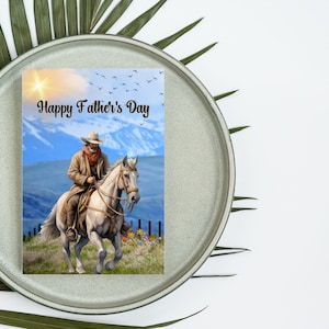 Carte Western Cowboy Dad, Happy Father's Day Ranch/Cowboy sur le thème. Carte papa cowboy, carte fête des pères pour papa cowboy