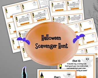 Halloween Scavenger Hunt, Halloween party activity, Halloween party games, Scavenger hunt Halloween themed, printable Halloween theme Game