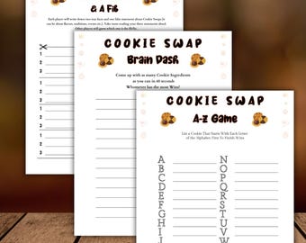 Pack de jeu sur le thème Cookie swap, jeu de société imprimable sur les cookies, jeu de fête cookie de vacances, jeu brise-glace d'échange de cookie, biscuit de Noël