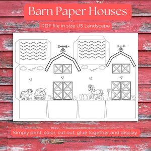 Barn themed Paper house craft, Barn/Farm themed Printable Craft for kids, Paper barn/farm Craft Kit, Farm themed Crafts for kids paper house