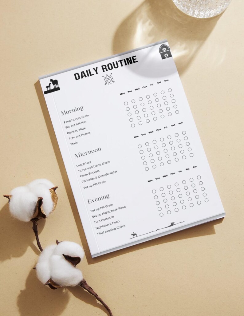 Equestrian Barn Chore Chart,barn Daily Routine Checklist,horse Stable ...