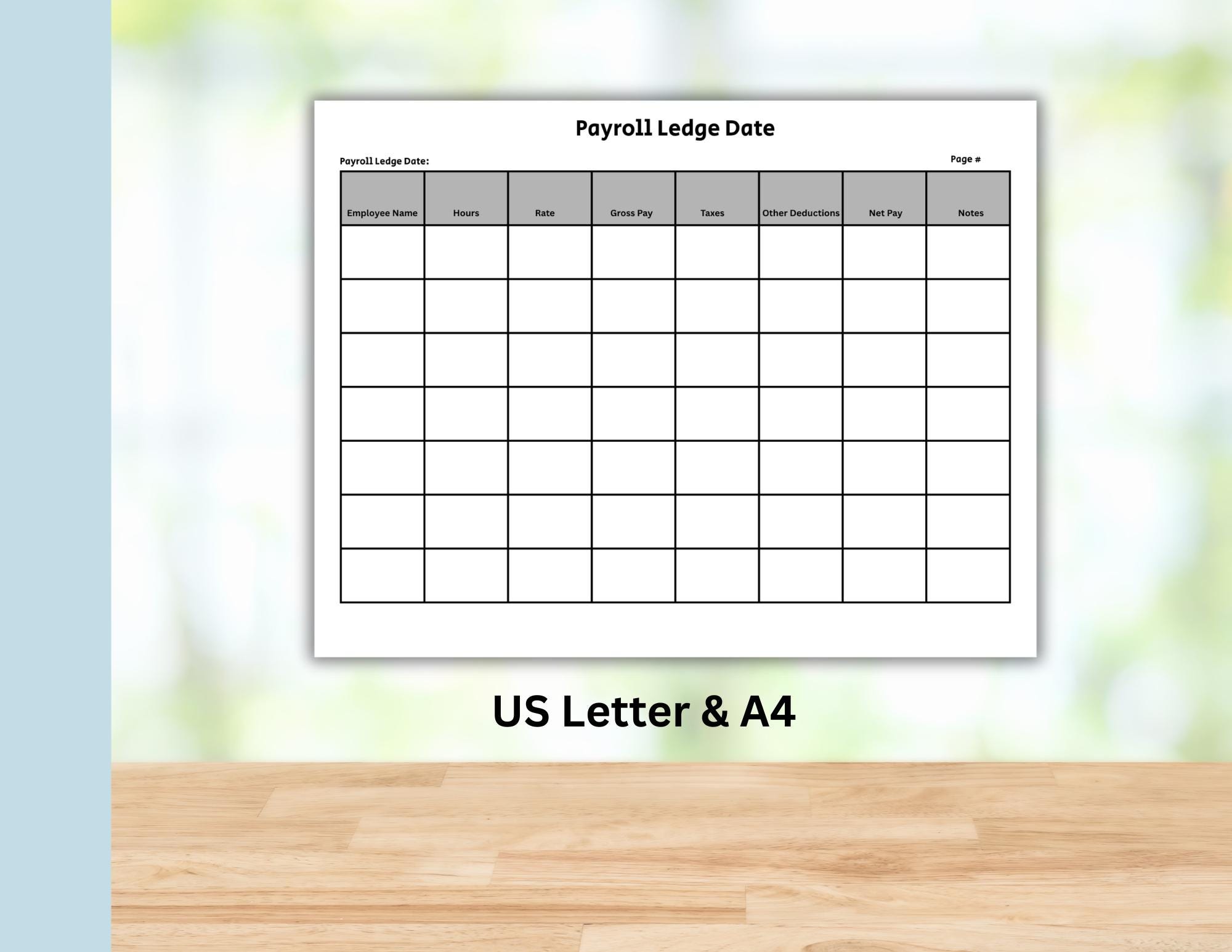 Payroll Ledger Template, Printable Payroll Records, Employee Timesheet ...