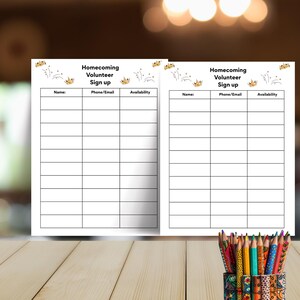 Homecoming Volunteer Sign-Up Sheet: Printable School Event Form (PDF Download)